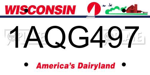 1AQG497 Wisconsin License Plate