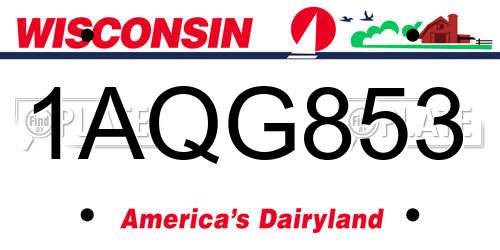 1AQG853 Wisconsin License Plate