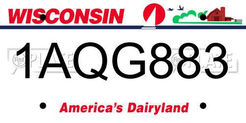 1AQG883 Wisconsin License Plate