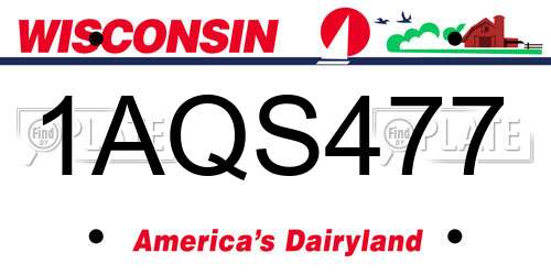 1AQS477 Wisconsin License Plate