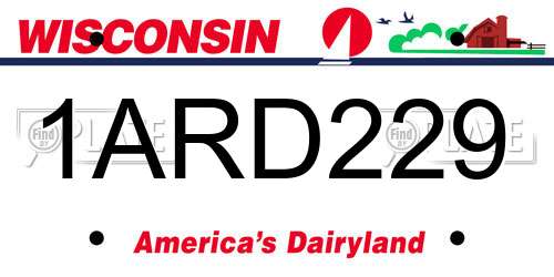 1ARD229 Wisconsin License Plate
