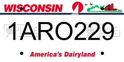 1ARO229 Wisconsin License Plate