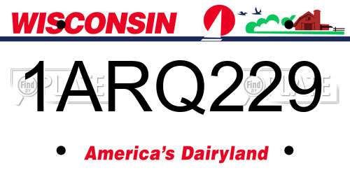 1ARQ229 Wisconsin License Plate