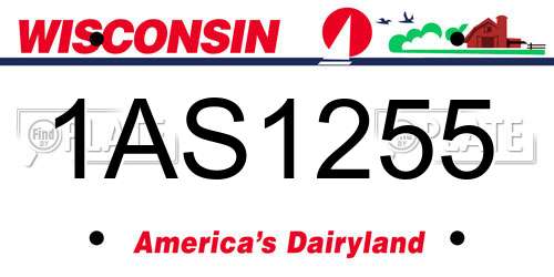 1AS1255 Wisconsin License Plate