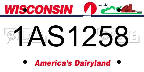 1AS1258 Wisconsin License Plate