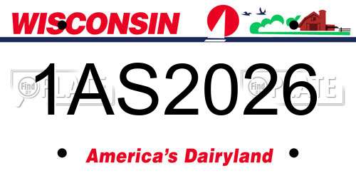 1AS2026 Wisconsin License Plate