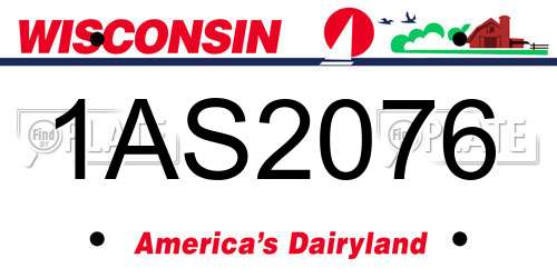 1AS2076 Wisconsin License Plate