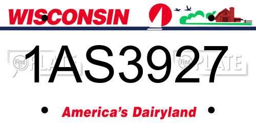 1AS3927 Wisconsin License Plate