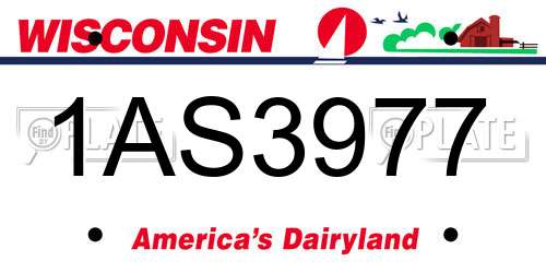 1AS3977 Wisconsin License Plate