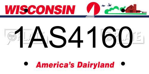 1AS4160 Wisconsin License Plate