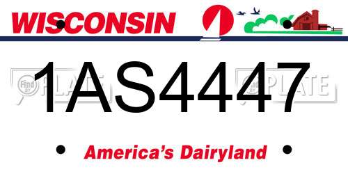 1AS4447 Wisconsin License Plate