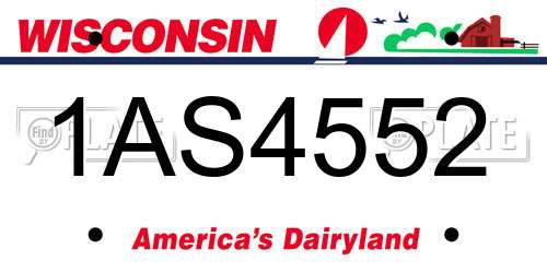 1AS4552 Wisconsin License Plate