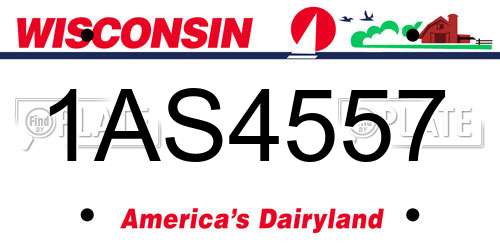 1AS4557 Wisconsin License Plate