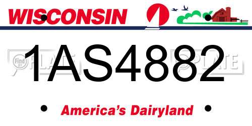 1AS4882 Wisconsin License Plate