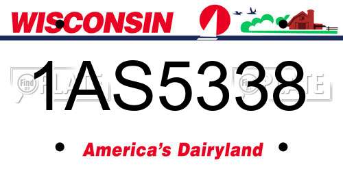 1AS5338 Wisconsin License Plate