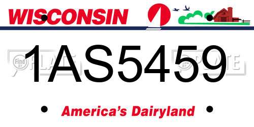 1AS5459 Wisconsin License Plate