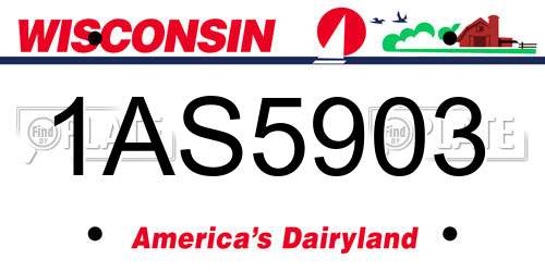 1AS5903 Wisconsin License Plate