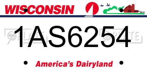 1AS6254 Wisconsin License Plate