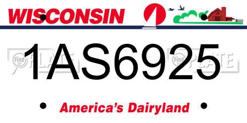 1AS6925 Wisconsin License Plate