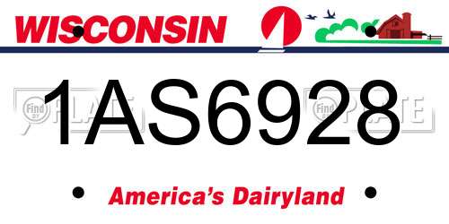 1AS6928 Wisconsin License Plate