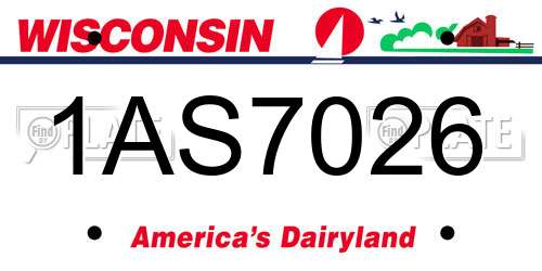 1AS7026 Wisconsin License Plate