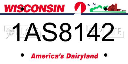 1AS8142 Wisconsin License Plate