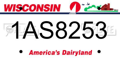 1AS8253 Wisconsin License Plate