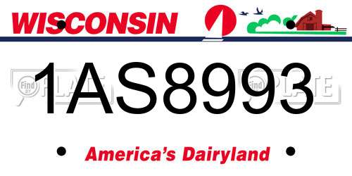 1AS8993 Wisconsin License Plate