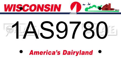 1AS9780 Wisconsin License Plate