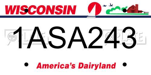 1ASA243 Wisconsin License Plate
