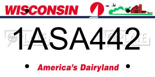 1ASA442 Wisconsin License Plate