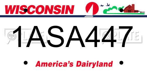 1ASA447 Wisconsin License Plate
