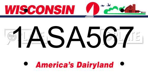 1ASA567 Wisconsin License Plate