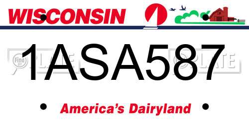 1ASA587 Wisconsin License Plate