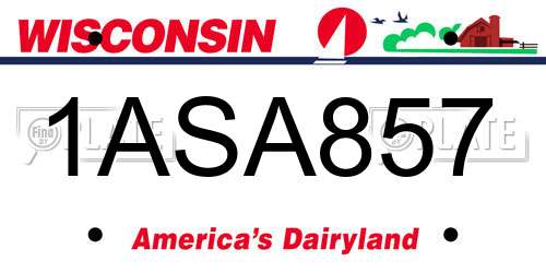 1ASA857 Wisconsin License Plate