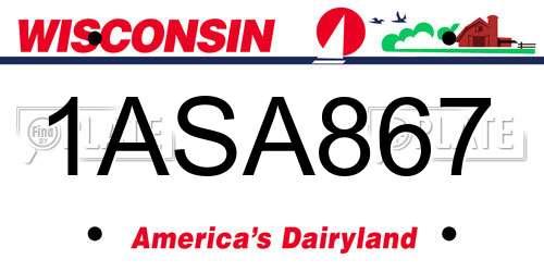 1ASA867 Wisconsin License Plate