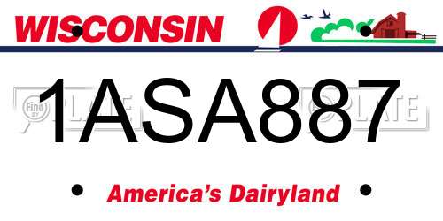1ASA887 Wisconsin License Plate