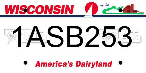 1ASB253 Wisconsin License Plate