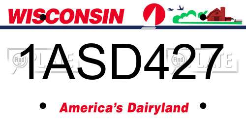 1ASD427 Wisconsin License Plate