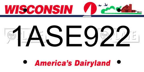 1ASE922 Wisconsin License Plate