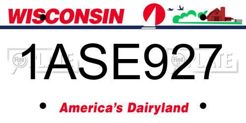 1ASE927 Wisconsin License Plate