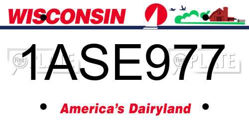 1ASE977 Wisconsin License Plate