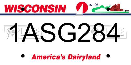 1ASG284 Wisconsin License Plate