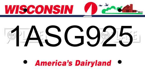 1ASG925 Wisconsin License Plate