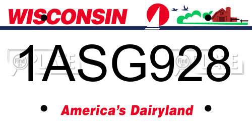 1ASG928 Wisconsin License Plate