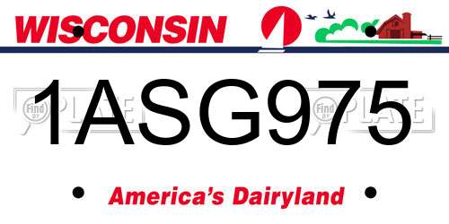 1ASG975 Wisconsin License Plate
