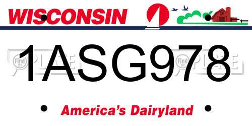 1ASG978 Wisconsin License Plate