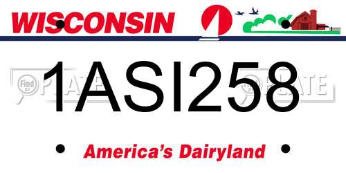 1ASI258 Wisconsin License Plate