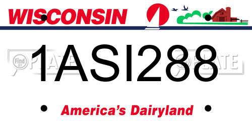 1ASI288 Wisconsin License Plate