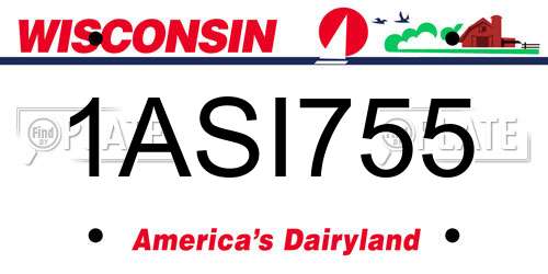 1ASI755 Wisconsin License Plate